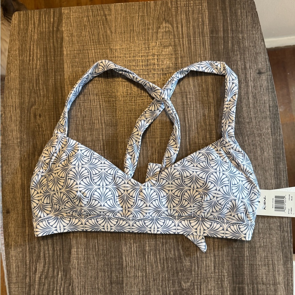 Raisins White and Navy Patterned Bikini Top